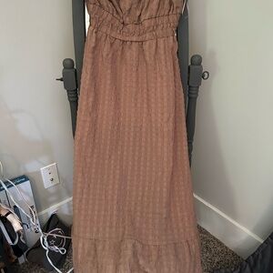 Cupshe Brown Tan Ruffled Tiered Maxi Sundress